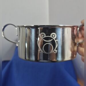 Kiddobloom Stainless Steel Two-handled Children's Bowl with Engraved Frog